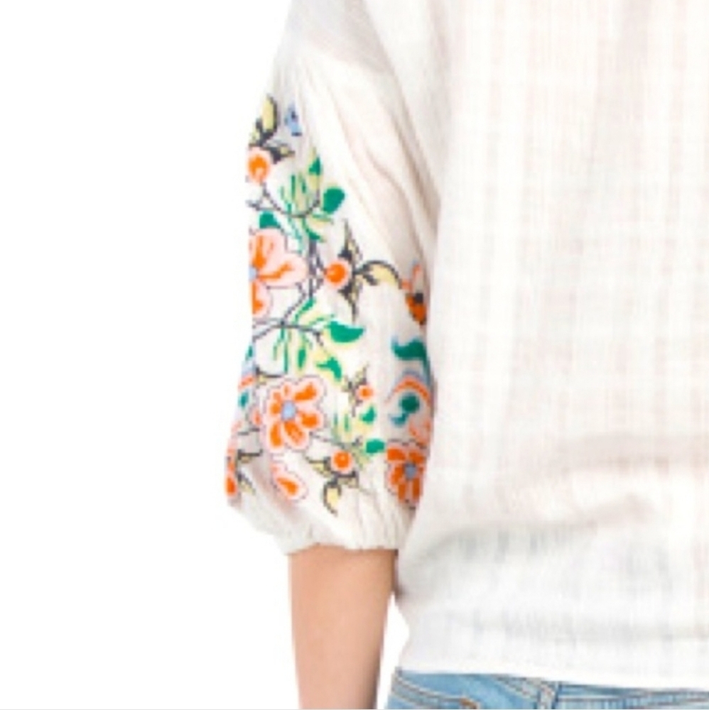 Max Studio peasant embroidered boho blouse ASO Bella Swan Sz Med - Picture 6 of 16